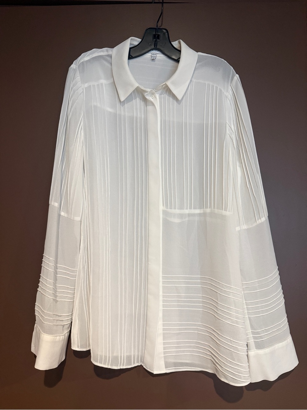 Reiss Ivory Pleated Button-Down Blouse